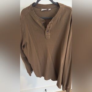 Men's Casual Brown Long Sleeve Henley